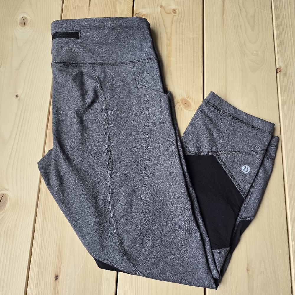 Lululemon Pace Rival Crop Leggings Heathered Black Size 8 W6AVLS